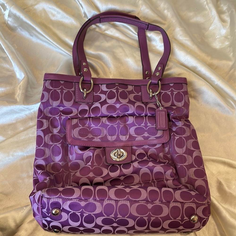 Authentic Purple Coach Tote Shoulder Bag